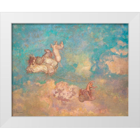 The Chariot of Apollo White Modern Wood Framed Art Print by Redon, Odilon