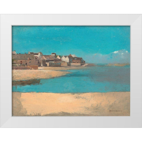 Village by the Sea in Brittany White Modern Wood Framed Art Print by Redon, Odilon