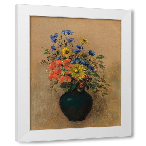 Wildflowers White Modern Wood Framed Art Print by Redon, Odilon