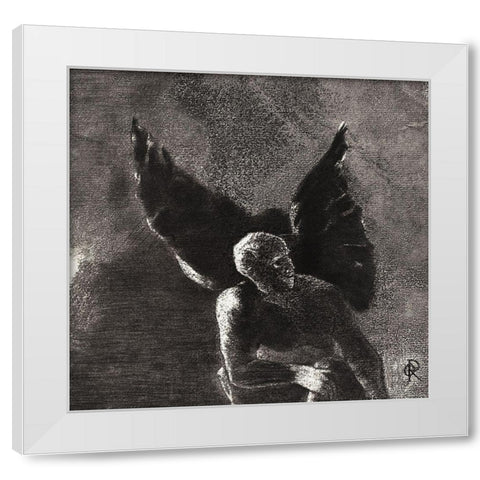 Glory and Praise To You, Satan, In the Heights of Heaven, Where You Reigned, and in the Depths of He White Modern Wood Framed Art Print by Redon, Odilon