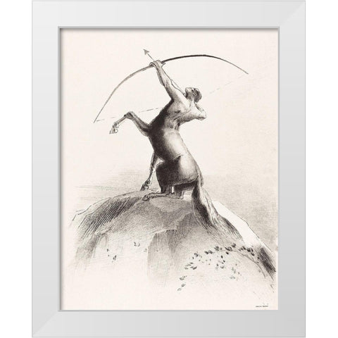Centaur Aiming at the CloudsÂ  White Modern Wood Framed Art Print by Redon, Odilon