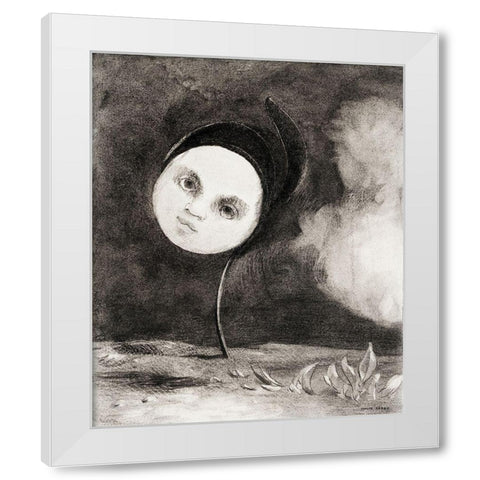 Strange Flower (Little Sister of the Poor) White Modern Wood Framed Art Print by Redon, Odilon