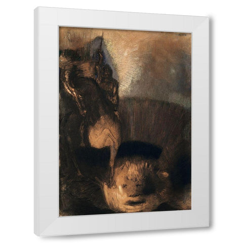 Saint George and the Dragon White Modern Wood Framed Art Print by Redon, Odilon