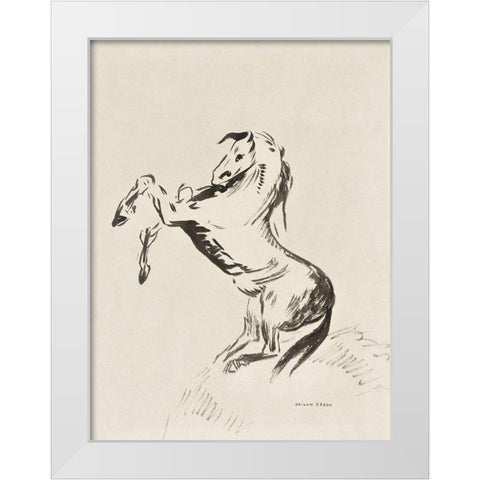 Jumping Horse on Clouds (Pegasus) White Modern Wood Framed Art Print by Redon, Odilon