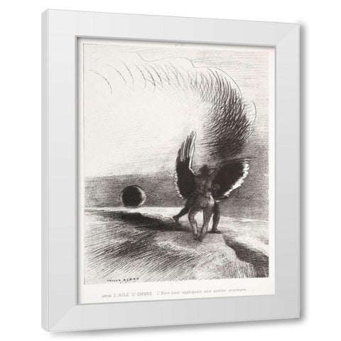 In the Shadow of the Wing, the Black Creature Bit White Modern Wood Framed Art Print by Redon, Odilon