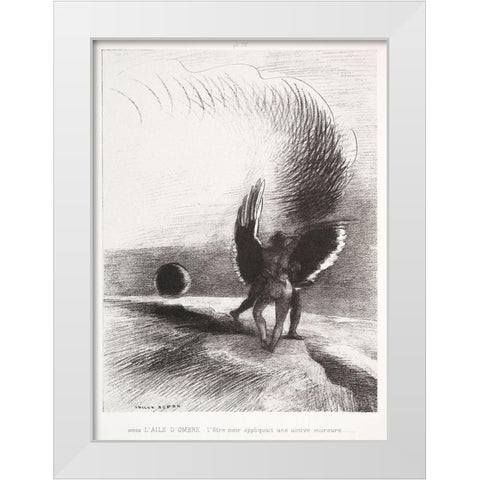 In the Shadow of the Wing, the Black Creature Bit White Modern Wood Framed Art Print by Redon, Odilon