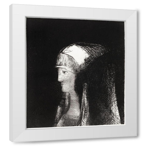 Druidesse White Modern Wood Framed Art Print by Redon, Odilon