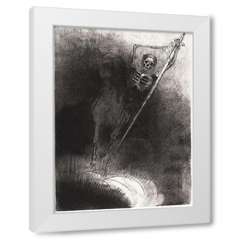 And His Name That Sat on Him Was Death White Modern Wood Framed Art Print by Redon, Odilon