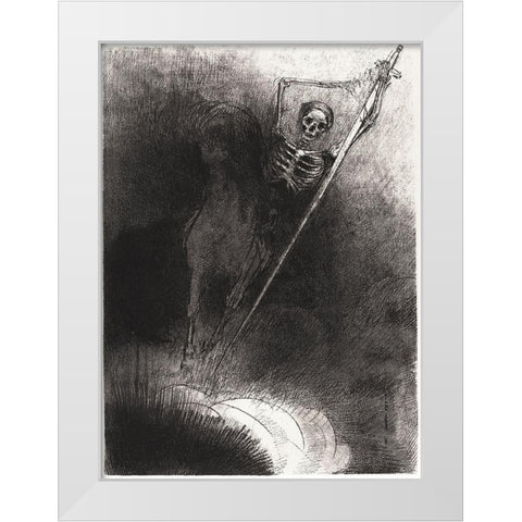And His Name That Sat on Him Was Death White Modern Wood Framed Art Print by Redon, Odilon