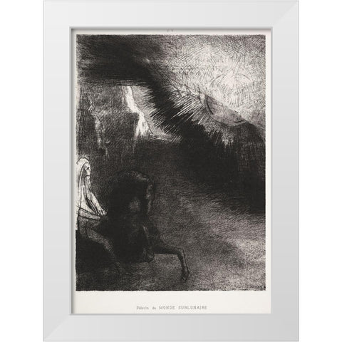 Pilgrim of the Sublunary WorldÂ  White Modern Wood Framed Art Print by Redon, Odilon