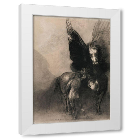 Pegasus and Bellerophon White Modern Wood Framed Art Print by Redon, Odilon
