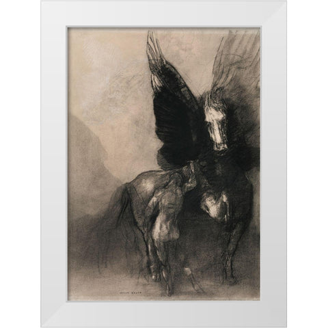 Pegasus and Bellerophon White Modern Wood Framed Art Print by Redon, Odilon