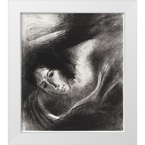 And the Devil That Deceived Them Was Cast Into the Lake of Fire and Brimstone, Where the Beast and t White Modern Wood Framed Art Print by Redon, Odilon