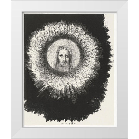 And the Face of Christ Shone in the Disk of the Sun White Modern Wood Framed Art Print by Redon, Odilon