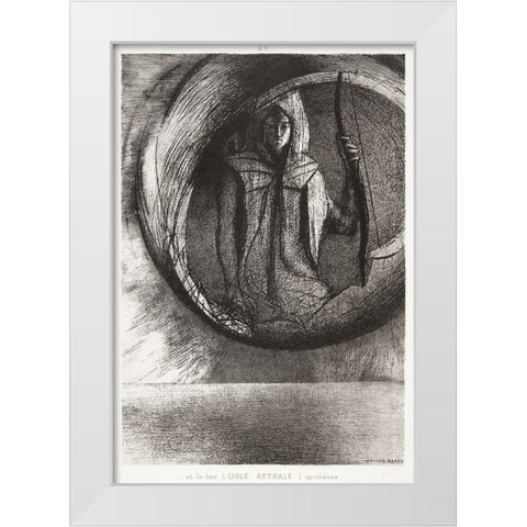 And Over There, the Astral Idol, the Apotheosis White Modern Wood Framed Art Print by Redon, Odilon