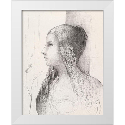 Brunnhilde White Modern Wood Framed Art Print by Redon, Odilon