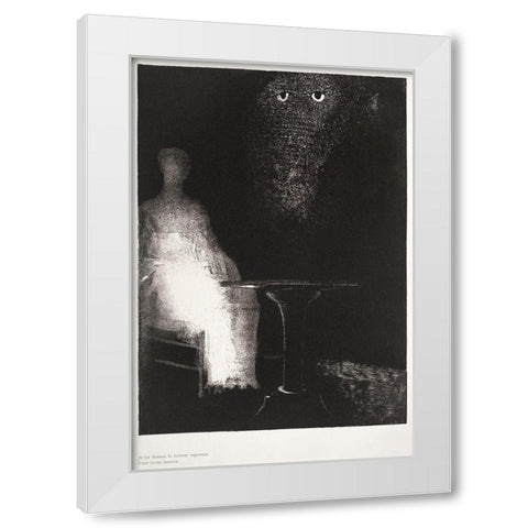 Below, I Saw the Vaporous Contours of a Human Form White Modern Wood Framed Art Print by Redon, Odilon