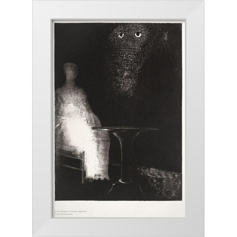 Below, I Saw the Vaporous Contours of a Human Form White Modern Wood Framed Art Print by Redon, Odilon