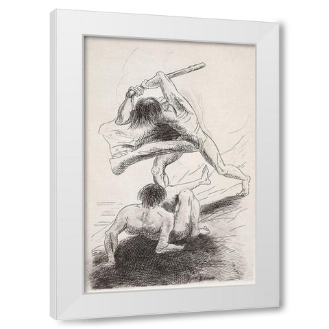 Cain and Abel White Modern Wood Framed Art Print by Redon, Odilon