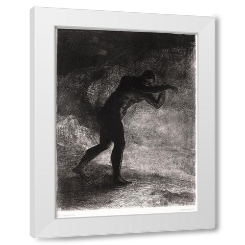 And Man Appeared, Questioning the Earth From Which He Emerged and Which Attracts Him, He Made His Wa White Modern Wood Framed Art Print by Redon, Odilon