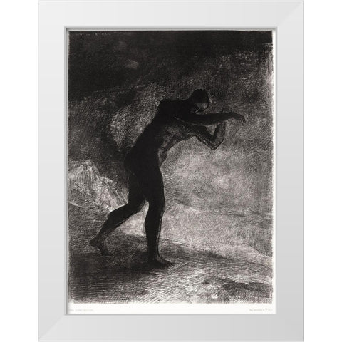 And Man Appeared, Questioning the Earth From Which He Emerged and Which Attracts Him, He Made His Wa White Modern Wood Framed Art Print by Redon, Odilon