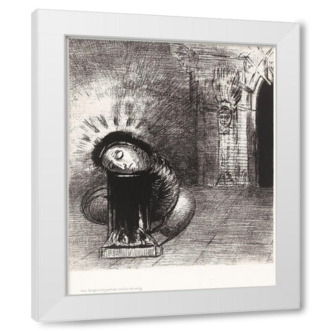 A Long Chrysalis, the Color of Blood White Modern Wood Framed Art Print by Redon, Odilon