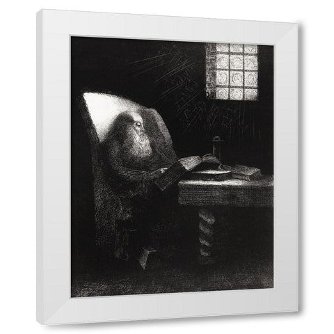 The Reader White Modern Wood Framed Art Print by Redon, Odilon