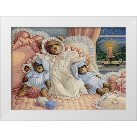 Sleepy-Time Bears White Modern Wood Framed Art Print by Kruskamp, Janet
