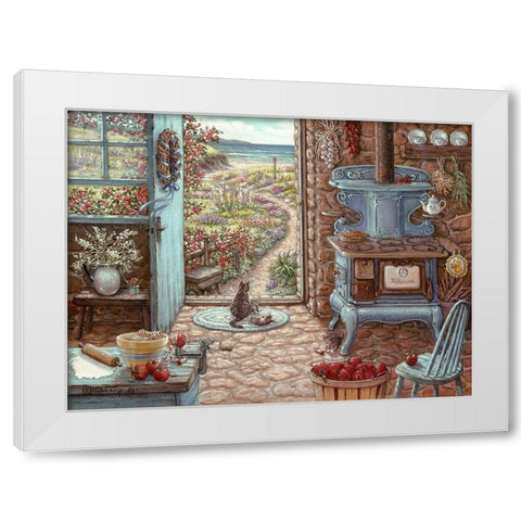 Blue Stove White Modern Wood Framed Art Print by Kruskamp, Janet