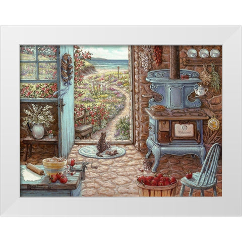 Blue Stove White Modern Wood Framed Art Print by Kruskamp, Janet