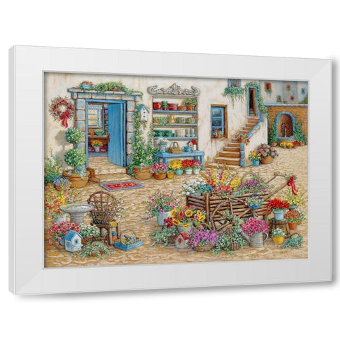 Courtyard Flower Shoppe White Modern Wood Framed Art Print by Kruskamp, Janet