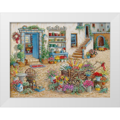 Courtyard Flower Shoppe White Modern Wood Framed Art Print by Kruskamp, Janet
