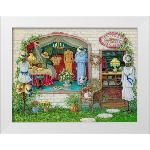Yesterdays Fashions White Modern Wood Framed Art Print by Kruskamp, Janet