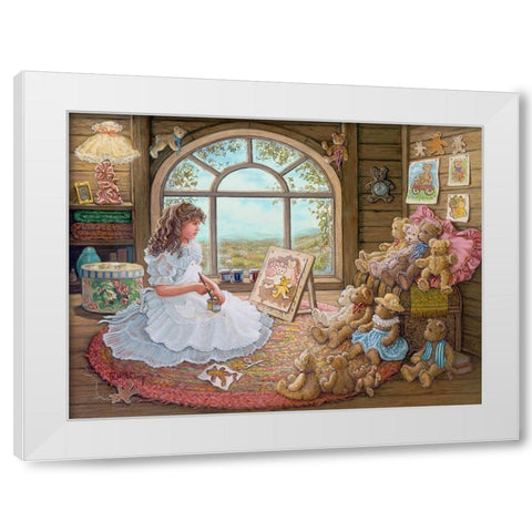 Jenny Paints Her Bears White Modern Wood Framed Art Print by Kruskamp, Janet