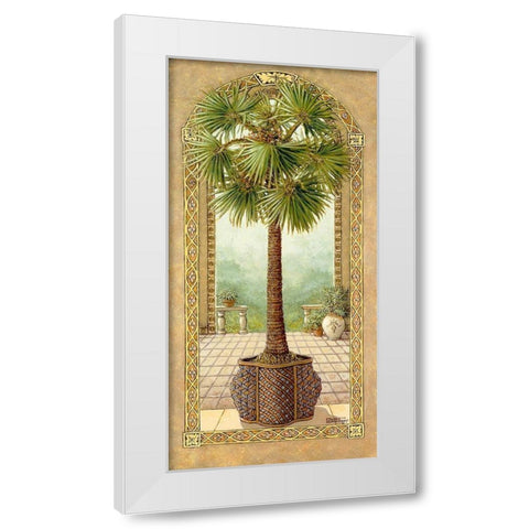 Palm Tree in Basket II White Modern Wood Framed Art Print by Kruskamp, Janet