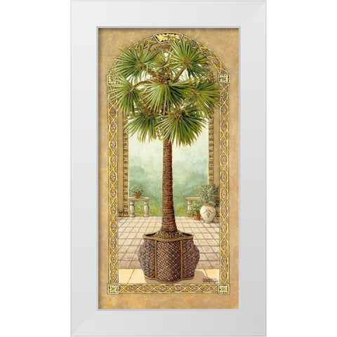 Palm Tree in Basket II White Modern Wood Framed Art Print by Kruskamp, Janet