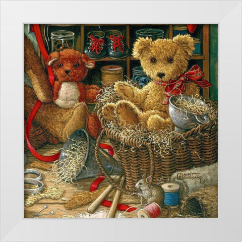 Brand New Bear II White Modern Wood Framed Art Print by Kruskamp, Janet