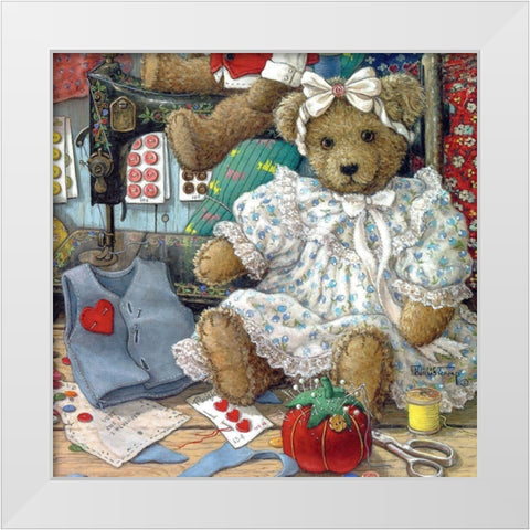 Bears n Bows White Modern Wood Framed Art Print by Kruskamp, Janet