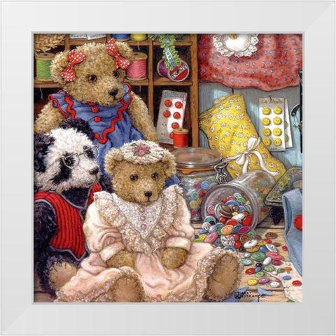 Buttons n Bears White Modern Wood Framed Art Print by Kruskamp, Janet