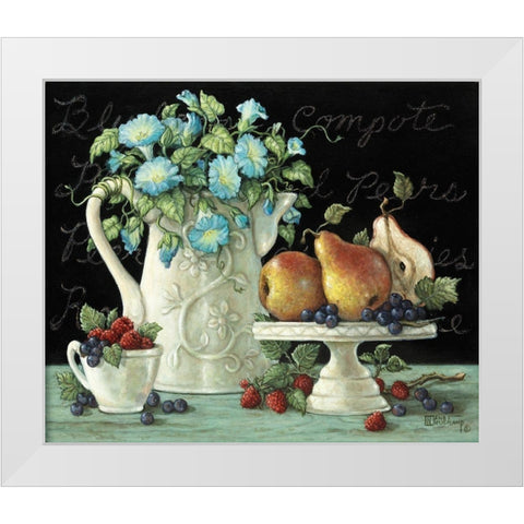 Morning Glories with Fruit White Modern Wood Framed Art Print by Kruskamp, Janet