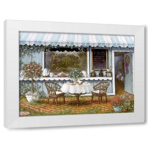 Morning Glory Coffee Shop White Modern Wood Framed Art Print by Kruskamp, Janet