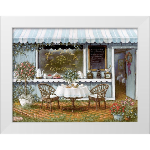 Morning Glory Coffee Shop White Modern Wood Framed Art Print by Kruskamp, Janet