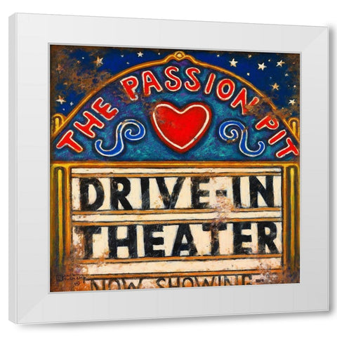 Drive In Theater White Modern Wood Framed Art Print by Kruskamp, Janet