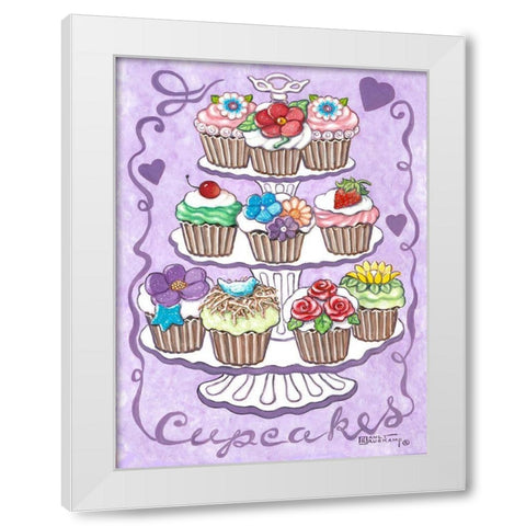 Cupcakes White Modern Wood Framed Art Print by Kruskamp, Janet