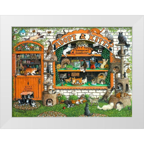 Adopt-a-Kitty White Modern Wood Framed Art Print by Kruskamp, Janet