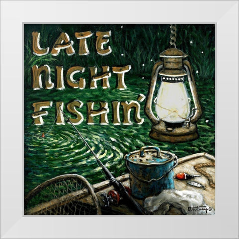 Late Night Fishing White Modern Wood Framed Art Print by Kruskamp, Janet