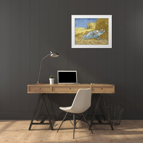 The Siesta White Modern Wood Framed Art Print by Van Gogh, Vincent