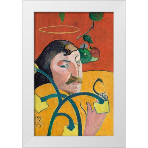 Self-Portrait White Modern Wood Framed Art Print by Gauguin, Paul