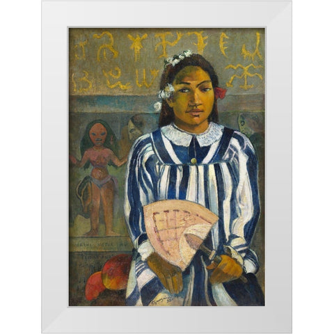 Tehamana Has Many Parents or The Ancestors of Tehamana White Modern Wood Framed Art Print by Gauguin, Paul