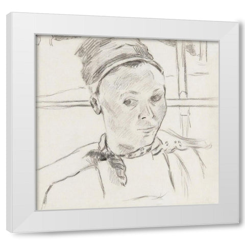 Bust of a Young Breton Woman (Possibly Marie Lagadu) White Modern Wood Framed Art Print by Gauguin, Paul